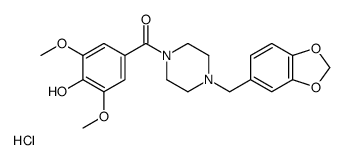 [4-(1,3-benzodioxol-5-ylmethyl)piperazin-1-yl]-(4-hydroxy-3,5-dimethoxyphenyl)methanone,hydrochloride Structure