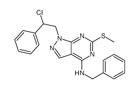N-benzyl-1-(2-chloro-2-phenylethyl)-6-methylsulfanylpyrazolo[3,4-d]pyrimidin-4-amine结构式