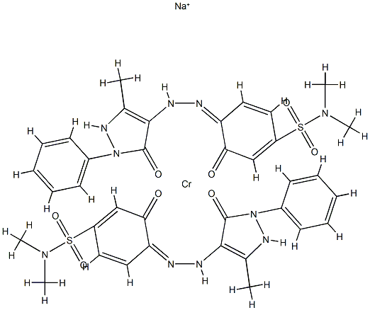 二[4-[(4,5-二氢-3-甲基-5-氧代-1-苯基-1H-吡唑-4-基)偶氮]-3-羟基-N,N-二甲基-苯磺酰胺根合]-铬酸钠结构式