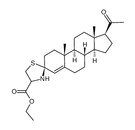 4-pregnene-2-one-3-spiro-2'-(4'-ethoxycarbonyl-1',3'-thiazolidine)结构式