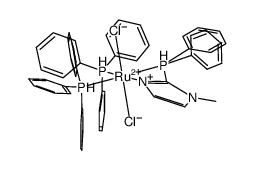 trans,mer-[dichlororuthenium(II)(PPh3)2[κ2-P,N-2-(diphenylphosphanyl)-1-methyl-1H-imidazole]] Structure