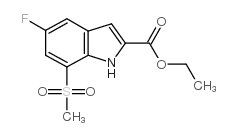 5-氟-7-(甲基磺酰基)-1H-吲哚-2-羧酸乙酯结构式