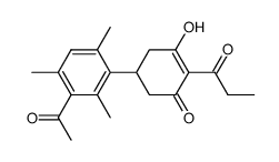 5-(3-acetyl-2,4,6-trimethylphenyl)-3-hydroxy-2-propionyl-cyclohex-2-en-1-one Structure