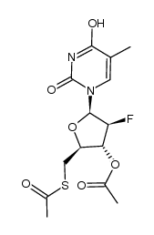 1-(3-O-acetyl-5-S-acetyl-2,5-dideoxy-2-fluoro-5-thio-β-D-arabinofuranosyl)thymine结构式