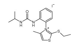 2-(ethylthio)-3-(2-(3-isopropylureido)phenyl)-4-methylthiazol-3-ium iodide结构式