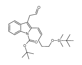 (Z)-tert-butyl 2-(5-(tert-butyldimethylsilyloxy)pent-1-enyl)-3-(2-oxoethyl)-1H-indole-1-carboxylate结构式