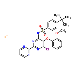 N-[6-氯-5-(2-甲氧基苯氧基)[2,2'-二嘧啶]-4-基]-4-叔丁基苯磺酰胺钾盐结构式