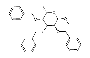 (2R,3S,4R,5R,6S)-3,4,5-tris(benzyloxy)-2-methoxy-6-methyltetrahydro-2H-pyran结构式