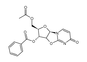 (3aS)-2t-acetoxymethyl-3c-benzoyloxy-(3ar,9ac)-2,3,3a,9a-tetrahydro-furo[2',3':4,5]oxazolo[3,2-a]pyrimidin-6-one Structure