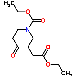 1-乙氧羰基-4-氧-3-哌啶乙酸乙酯结构式