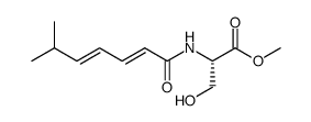 (S)-3-Hydroxy-2-((2E,4E)-6-methyl-hepta-2,4-dienoylamino)-propionic acid methyl ester结构式