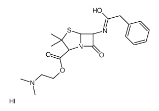 2-(dimethylamino)ethyl (2S,5R,6R)-3,3-dimethyl-7-oxo-6-[(2-phenylacetyl)amino]-4-thia-1-azabicyclo[3.2.0]heptane-2-carboxylate,hydroiodide Structure