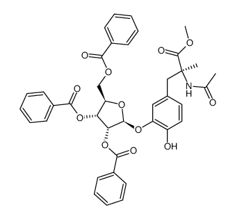 carboxymethyl-1 methyl-2 N-acetyl-2 [hydroxy-4 (tri-O-benzoyl-2',3',5' β-D-ribofuranosyl)-3 phenyl]-3 alanine结构式