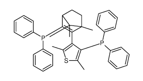 (1R,aR)-3-Diphenylphosphino-2-(4-diphenylphosphino-2,5-dimethyl-3-thienyl)-1,7,7-trimethylbicyclo[2.2.1]hept-2-ene结构式
