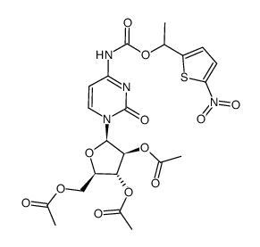 tri-O-acetyl-N4-(1-(5-nitrothien-2-yl)ethyl)oxycarbonyl-1-β-D-arabinofuranosylcytosine结构式