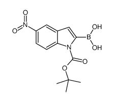 2-硼-5-硝基-1H-吲哚-1-羧酸-1-(1,1-二甲基乙基)酯结构式