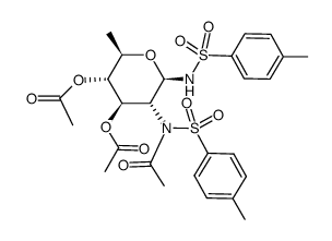 3,4-di-O-acetyl-2-N-acetyl-1,2-dideoxy-1,2-(p-toluenesulfonamido)-β-D-rhamnopyranose Structure
