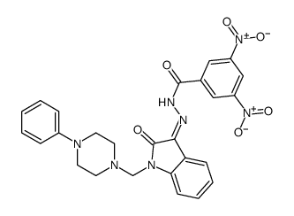 3,5-dinitro-N-[(E)-[2-oxo-1-[(4-phenylpiperazin-1-yl)methyl]indol-3-ylidene]amino]benzamide结构式