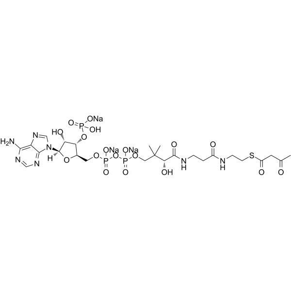 trisodium,[5-(6-aminopurin-9-yl)-4-hydroxy-2-[[[[3-hydroxy-2,2-dimethyl-4-oxo-4-[[3-oxo-3-[2-(3-oxobutanoylsulfanyl)ethylamino]propyl]amino]butoxy]-oxidophosphoryl]oxy-oxidophosphoryl]oxymethyl]oxolan-3-yl] hydrogen phosphate picture