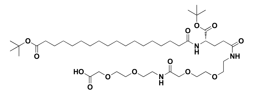 (S)-22-(叔丁氧羰基)-43,43-二甲基-10,19,24,41-四氧代-3,6,12,15,42-五氧杂-9,18,23-三氮杂四十四酸结构式