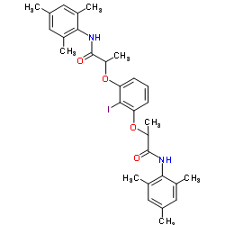 (R,R)-2-碘-1,3-双[1-(均三甲苯基氨基甲酰基)乙氧基]苯结构式