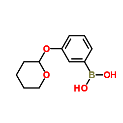 3-[(2-四氢吡喃基)氧基]苯基硼酸结构式