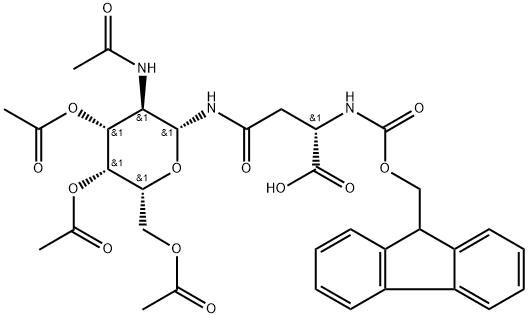 Fmoc-L-Asn(β-D-GalNAc(Ac)3)-OH结构式