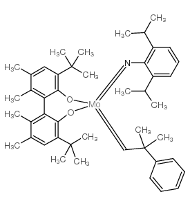 2,6-二异丙基苯基亚氨基叔丁基亚苯基[(S)-(-)-BIPHEN]钼(Ⅵ)结构式
