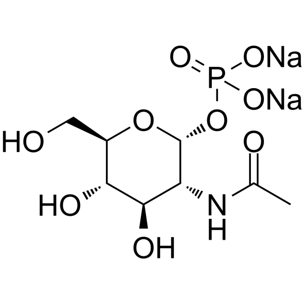 N-乙酰-A-D-氨基葡萄糖-1-磷酸酯结构式