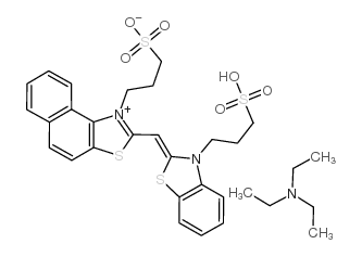 [1-(3-磺丙基)-2-[[3-(3-磺丙基)-2(3H)-苯并噻唑亚基]甲基]萘并[1,2-D]噻唑翁内盐与N,N-二乙基乙胺(1:1)]的化合物结构式