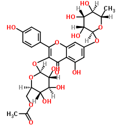 Kaempferol 3-O-(6''-O-acetyl)glucoside-7-O-rhamside structure