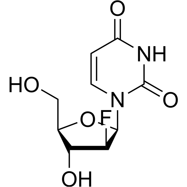 1-(2-脱氧-2-氟-β-D-阿拉伯呋喃糖)尿嘧啶结构式