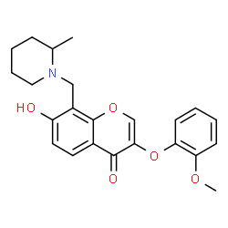 7-hydroxy-3-(2-methoxyphenoxy)-8-[(2-methylpiperidin-1-yl)methyl]-4H-chromen-4-one结构式