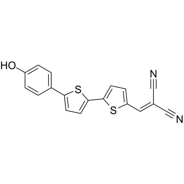 2-[[5'-(4-羟基苯基)[2,2'-联噻吩]-5-基]亚甲基]丙二腈结构式