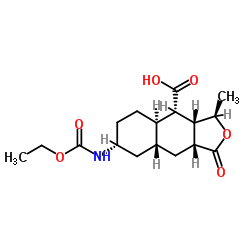 (3R,3aR,4S,4aR,7R,8aR,9aR)-7-[(Ethoxycarbonyl)amino]-3-methyl-1-oxododecahydronaphtho[2,3-c]furan-4-carboxylic acid Structure