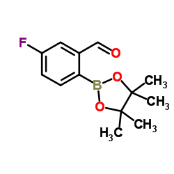 5-氟-2-(4,4,5,5-四甲基-1,3,2-二氧硼杂环戊烷-2-基)苯甲醛结构式