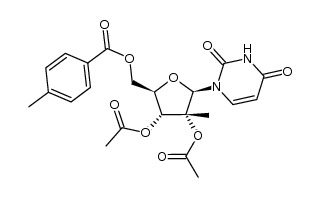 1-(2,3-di-O-acetyl-2-C-methyl-5-O-p-methylbenzoyl-β-D-ribofuranosyl)uracil结构式