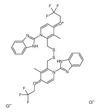 2-[2-[[[1-(1H-benzimidazol-2-yl)-3-methyl-4-(2,2,2-trifluoroethoxy)pyridin-1-ium-2-yl]methyldisulfanyl]methyl]-3-methyl-4-(2,2,2-trifluoroethoxy)pyridin-1-ium-1-yl]-1H-benzimidazole,dichloride Structure