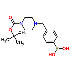 4-((4-(叔-丁氧基羰基)哌嗪-1-基)甲基)苯基硼酸结构式