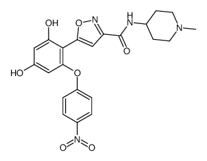 5-[2,4-二羟基-6-(4-硝基苯氧基)苯基]-N-(1-甲基-4-哌啶基)-3-异恶唑甲酰胺结构式