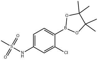Pinacol 2-chloro-4-methylsulfonylaminophenylboronic acid Structure