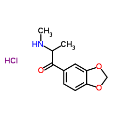 2-甲基氨基-1-(3,4-亚甲二氧苯基)-1-丙酮盐酸盐结构式