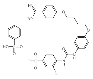 benzenesulfonic acid; 4-[[4-[4-(4-carbamimidoylphenoxy)butoxy]phenyl]carbamoylamino]-3-chloro-benzenesulfonyl fluoride结构式