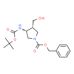 顺式-1-CBZ-3-(BOC-氨基)-4-(羟甲基)吡咯烷结构式