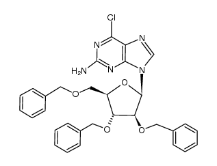 2-amino-6-chloro-9-(2,3,5-triphenylmethoxy-β-D-arabinofuranosyl)purine Structure