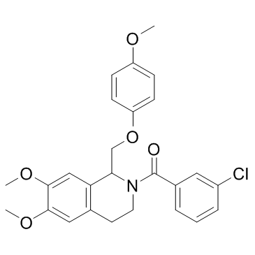 (3-氯苯基)[3,4-二氢-6,7-二甲氧基-1-[(4-甲氧基苯氧基)甲基]-2(1H)-异喹啉基]甲酮结构式