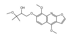 7-(2'-hydroxy-3'-methoxy-prenyloxy)-4,8-dimethoxyfuroquinoline结构式
