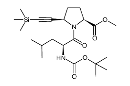 methyl N-(tert-butoxycarbonyl)-L-leucyl-(5R)-5-((trimethylsilyl)ethynyl)-L-prolinate结构式