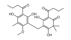 2-[[2,4-Dihydroxy-6-methoxy-5-methyl-3-(1-oxobutyl)phenyl]methyl]-3,5-dihydroxy-4,4-dimethyl-6-(1-oxobutyl)-2,5-cyclohexadien-1-one结构式