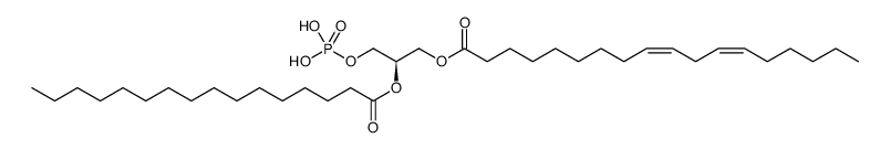 9,12-Octadecadienoic acid (9Z,12Z)-, (2R)-2-[(1-oxohexadecyl)oxy]-3-(phosphonooxy)propyl ester Structure